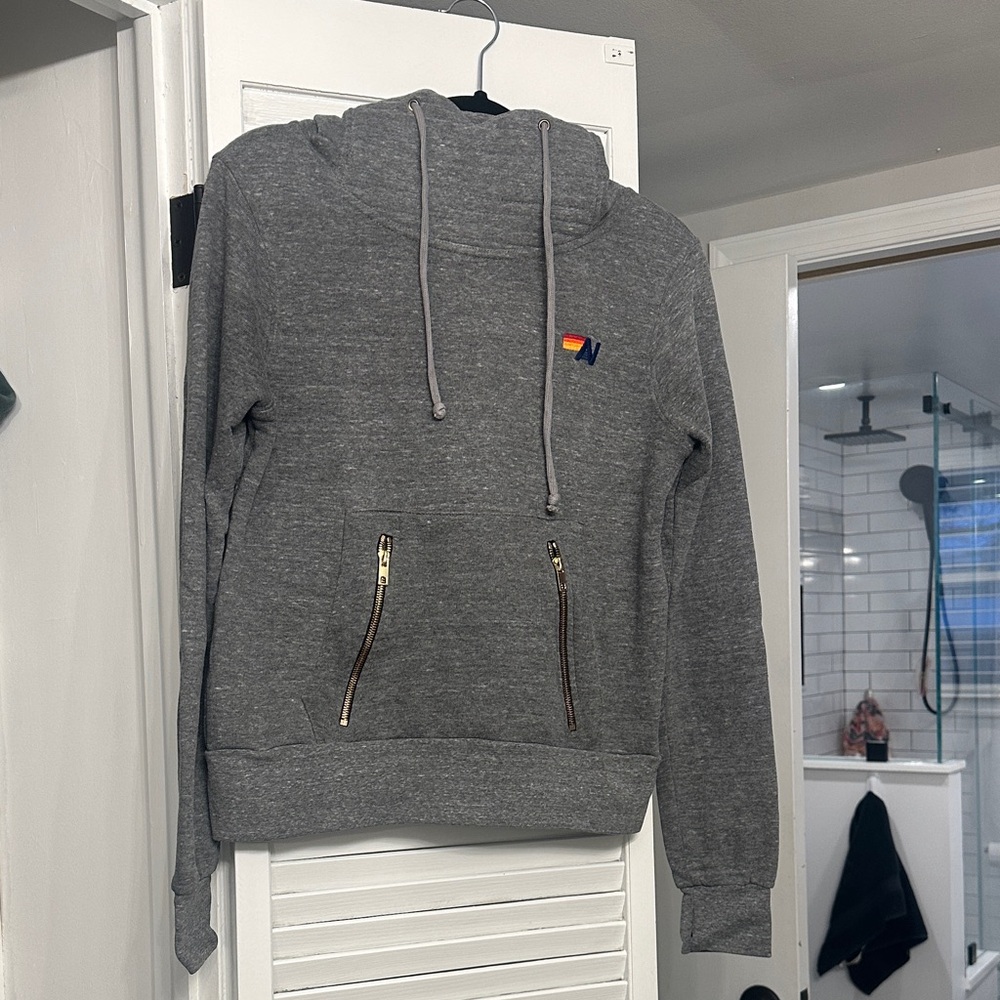 Aviator Nation Charcoal Hoodie with Logo Accent